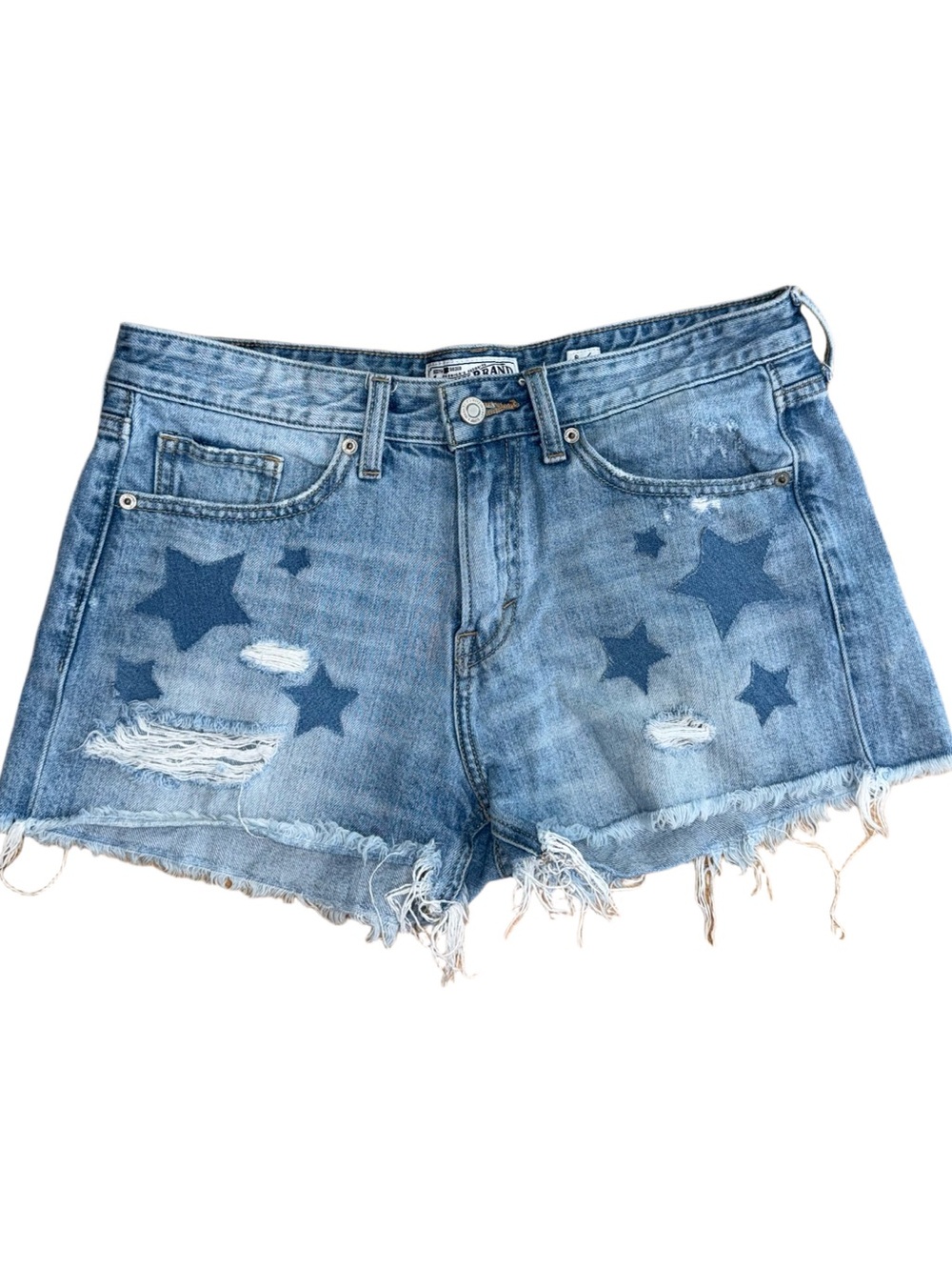 Lucky Brand Star-Patch Distressed Boyfriend Denim Shorts